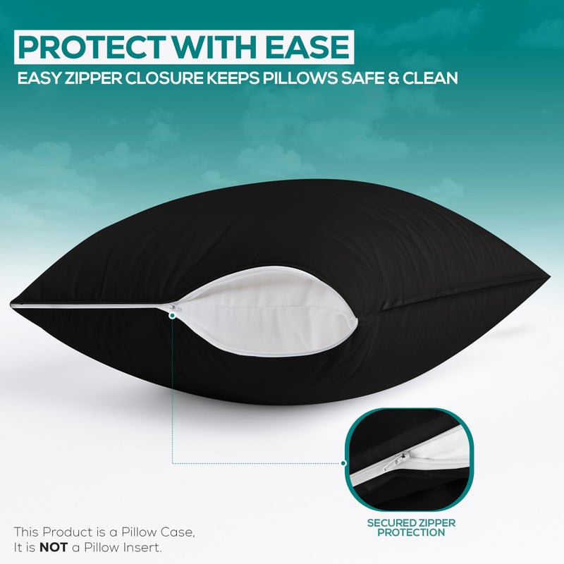 Utopia Bedding Premium 100% Waterproof Pillow Protectors with Zipper Queen Size (Set of 2), Bed Bug and Dust Mite Proof Zippered Pillow Covers, Pillow Encasement Cases, Black - Image 4